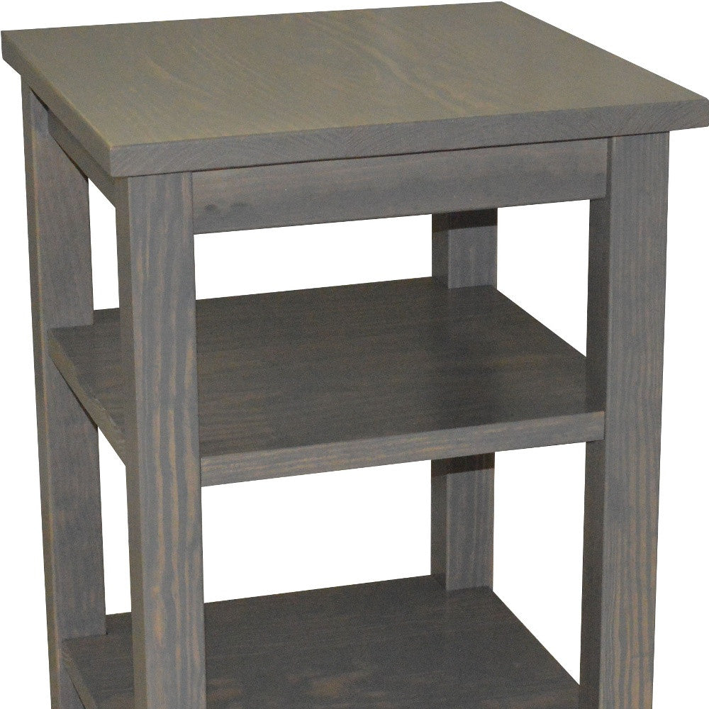 28" Gray Solid Wood Nightstand