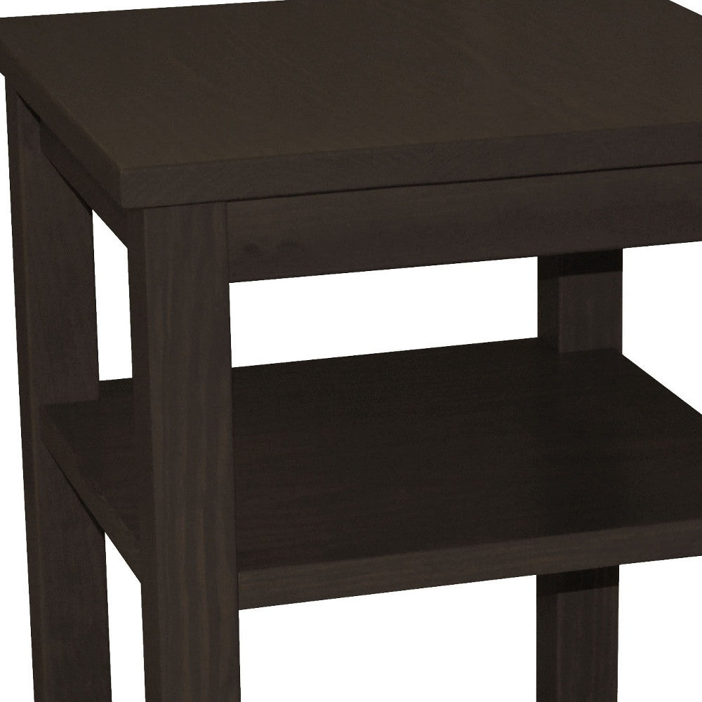 28" Brown Solid Wood Nightstand