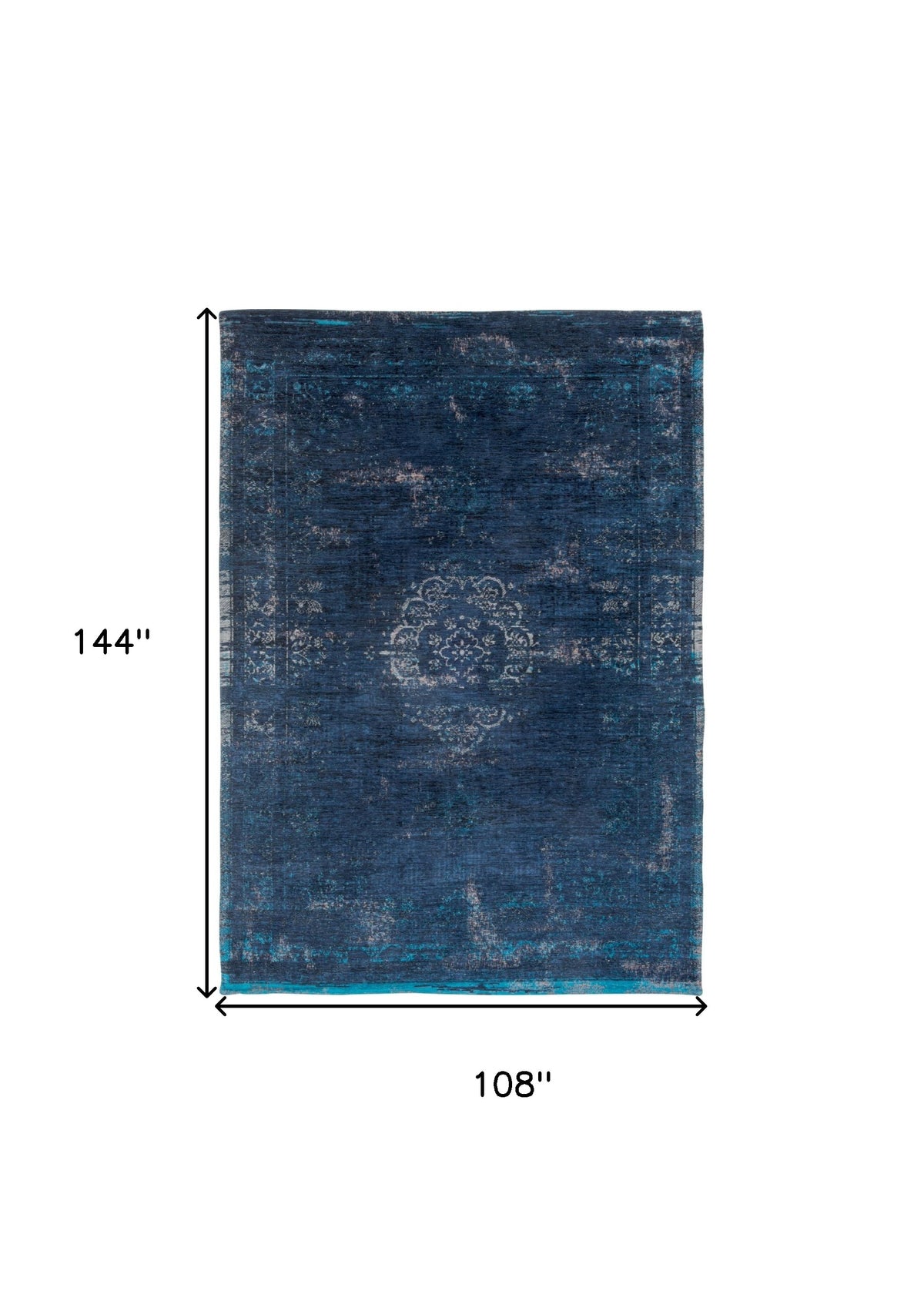 9' X 13' Blue and Gray Medallion Non Skid Area Rug