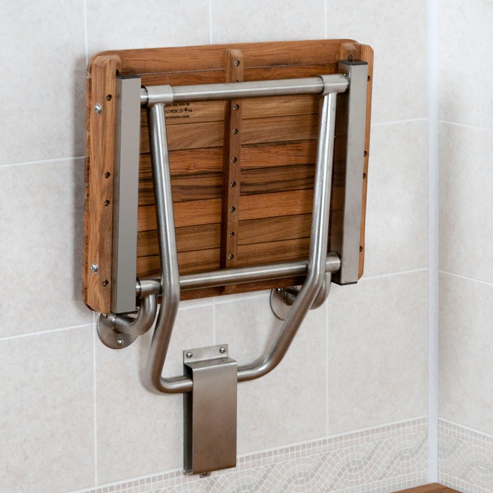 14" X 20" Brown Teak Rectangular Shower Bench