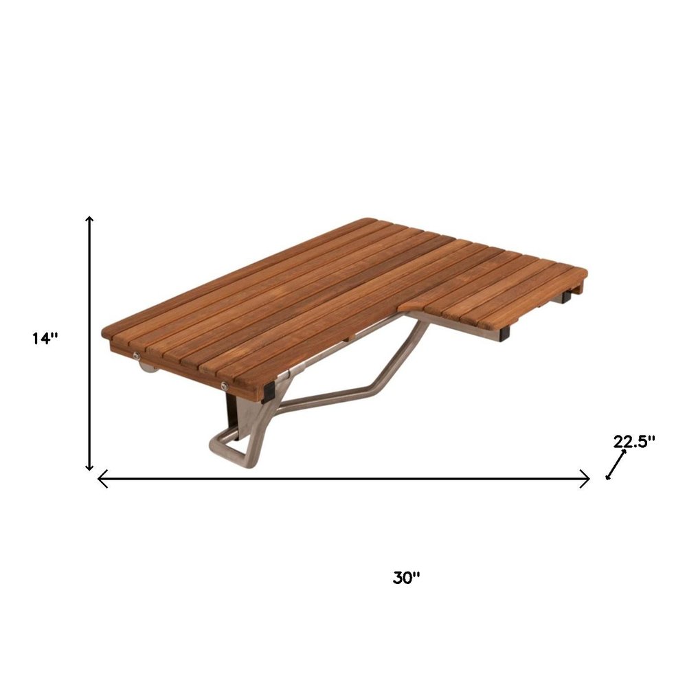 14" X 30" Brown Teak Rectangular Shower Bench