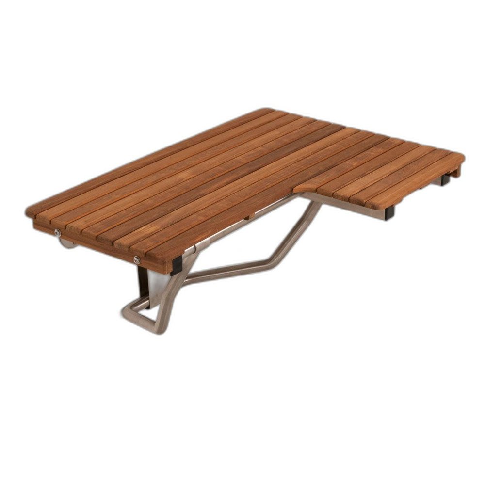 14" X 34" Brown Teak Wall Mount Rectangular Shower Bench