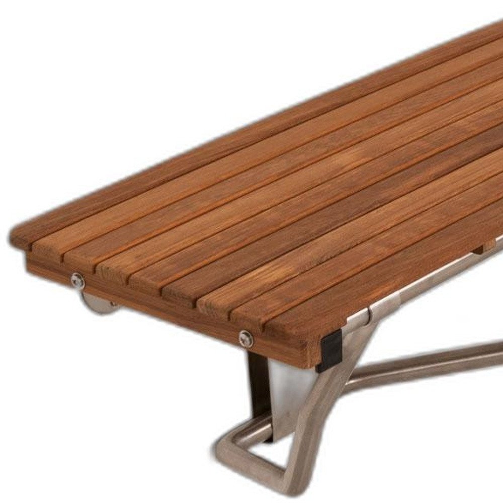 14" X 34" Brown Teak Wall Mount Rectangular Shower Bench