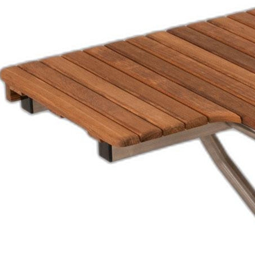 14" X 34" Brown Teak Wall Mount Rectangular Shower Bench