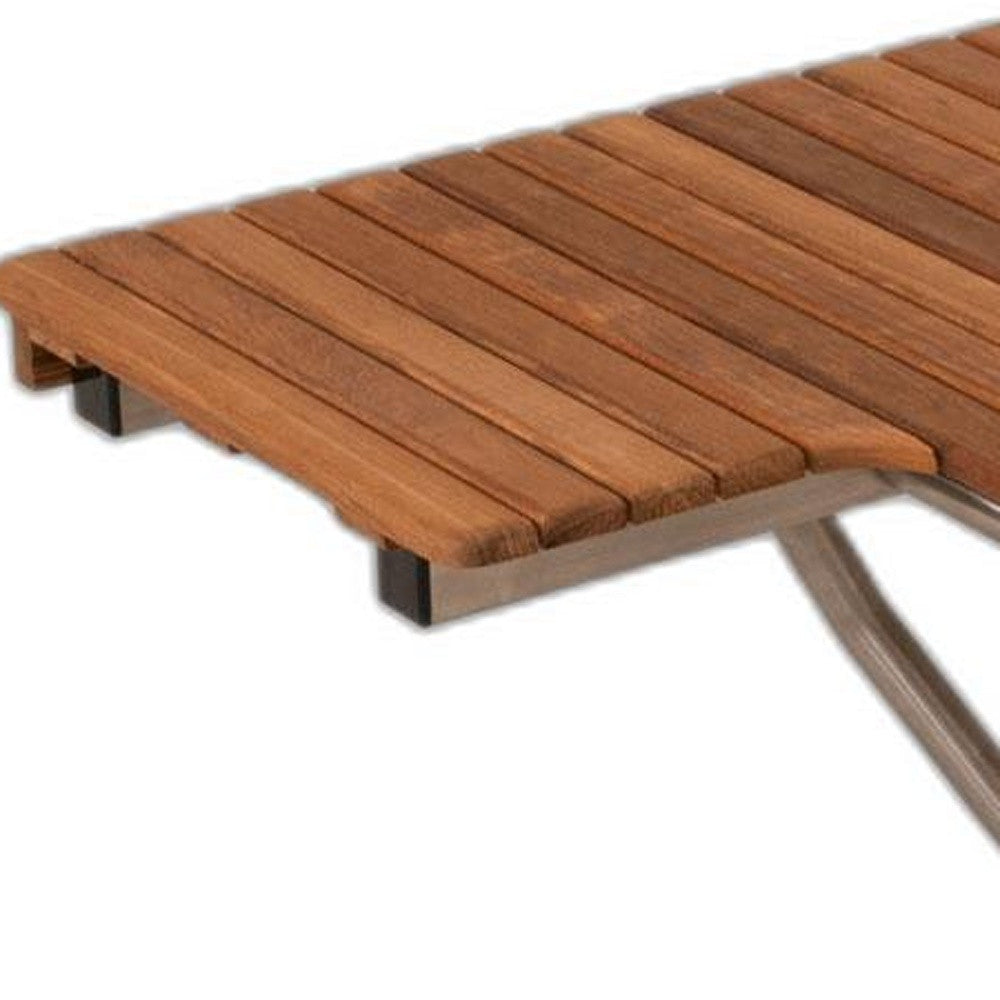 14" X 36" Brown Teak Wall Mount Rectangular Shower Bench