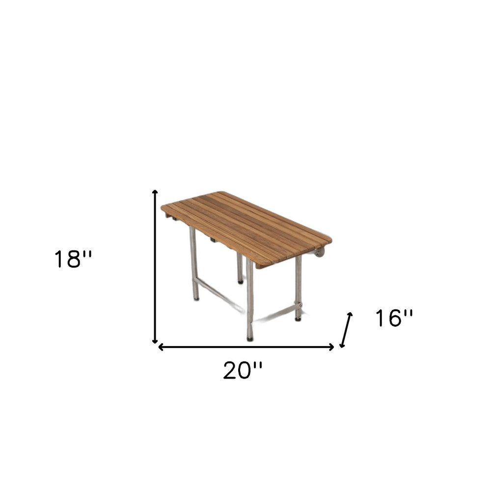 18" X 20" Brown Teak Rectangular Shower Bench