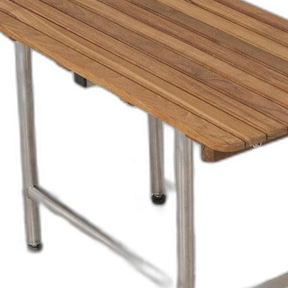 18" X 20" Brown Teak Rectangular Shower Bench