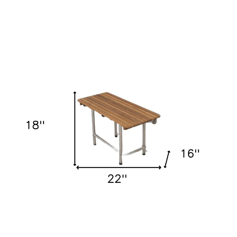 18" X 22" Brown Teak Rectangular Shower Bench
