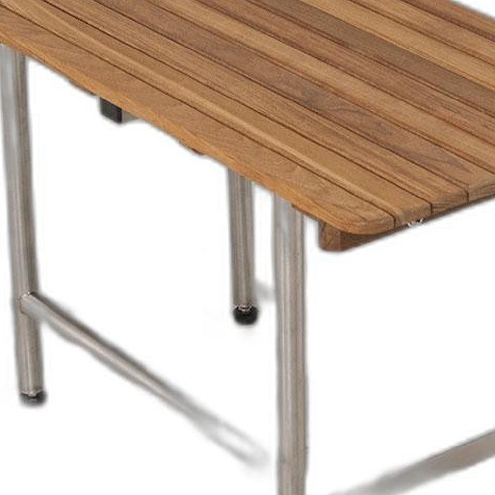 18" X 22" Brown Teak Rectangular Shower Bench