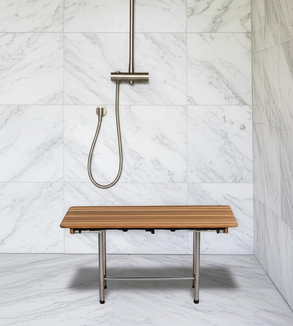 18" X 22" Brown Teak Rectangular Shower Bench