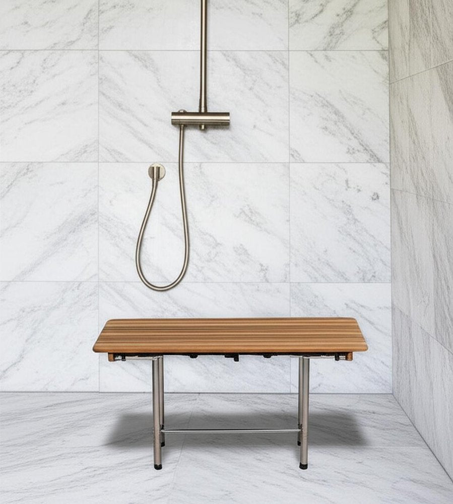 18" X 22" Brown Teak Rectangular Shower Bench