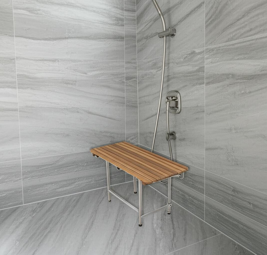 18" X 26" Brown Teak Rectangular Shower Bench