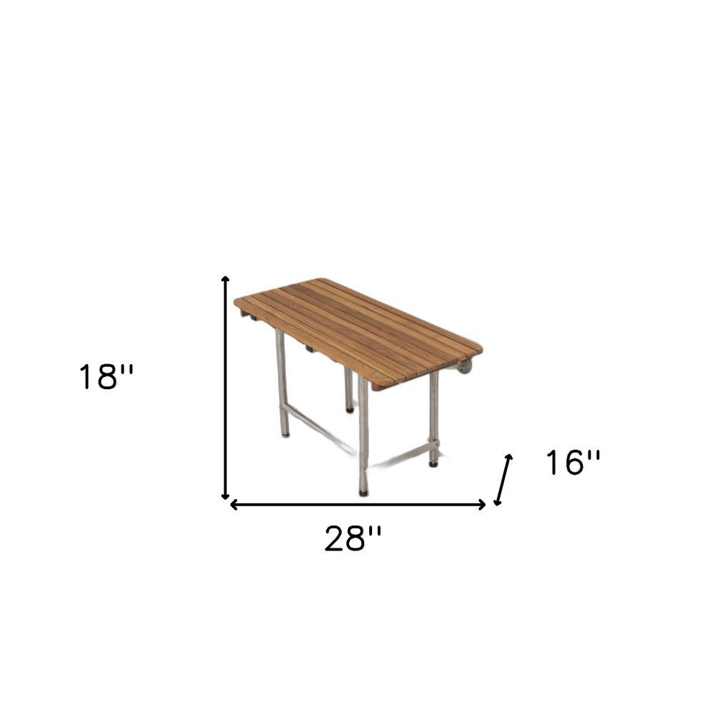 18" X 28" Brown Teak Rectangular Shower Bench