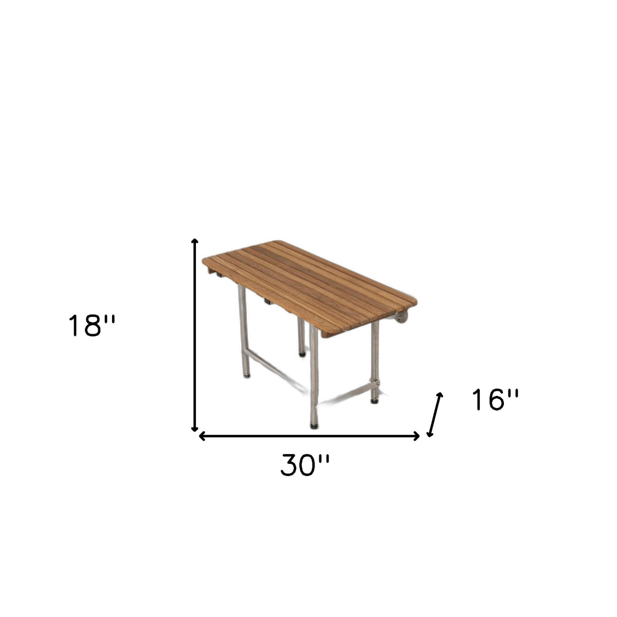 18" X 30" Brown Teak Rectangular Shower Bench
