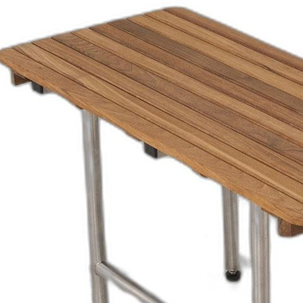 18" X 32" Brown Teak Rectangular Shower Bench