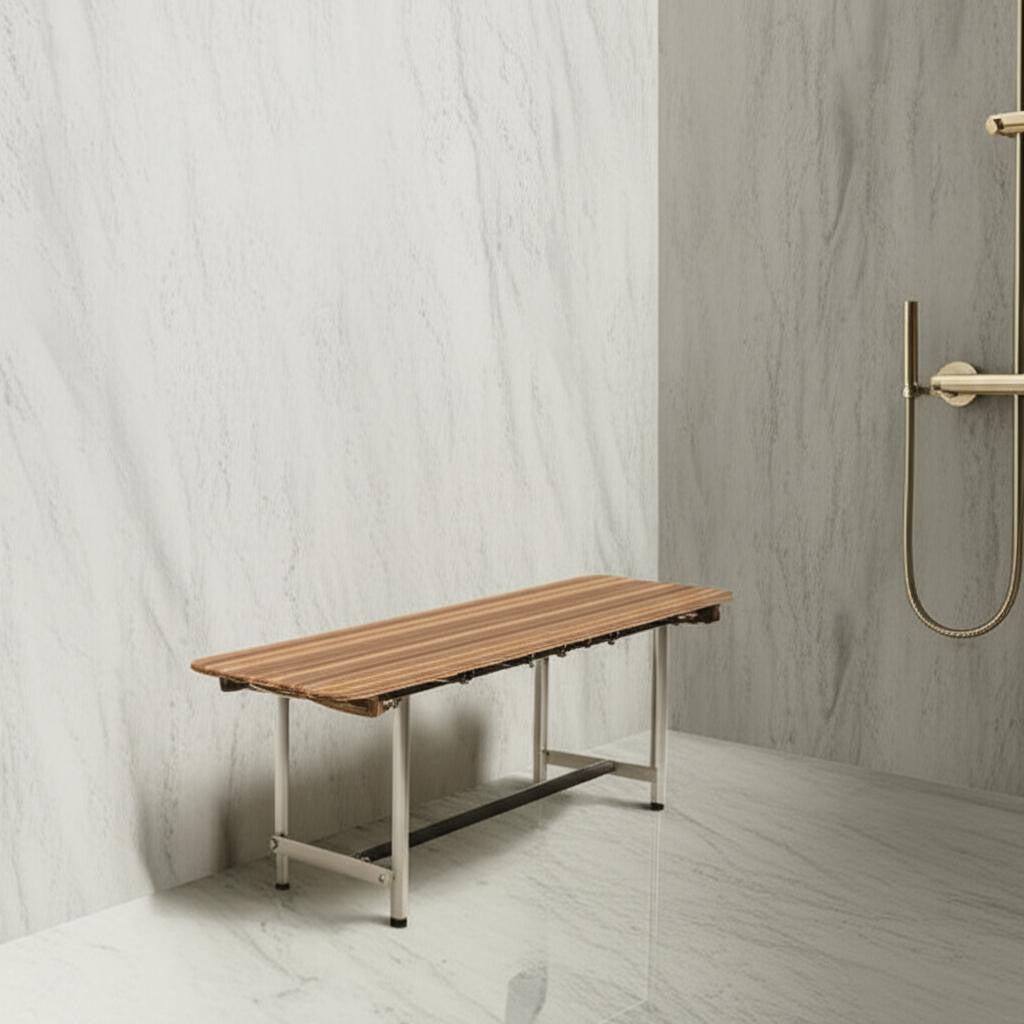 18" X 34" Brown Teak Rectangular Shower Bench