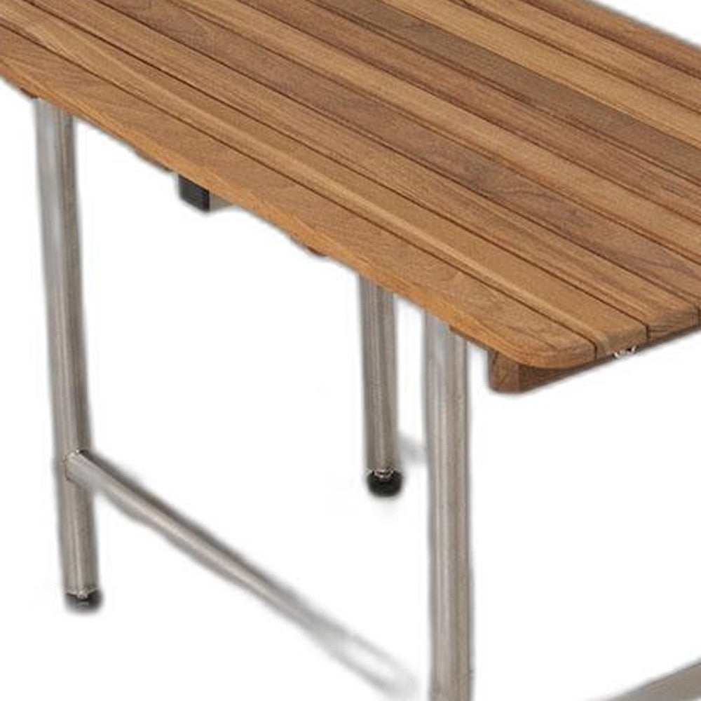 18" X 36" Brown Teak Rectangular Shower Bench