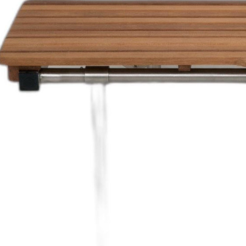 18" X 36" Brown Teak Wall Mount Rectangular Shower Bench