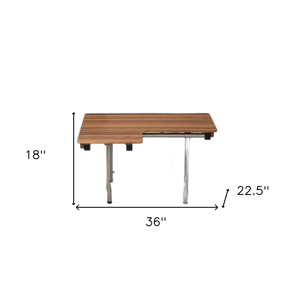 18" X 36" Brown Teak Wall Mount Rectangular Shower Bench