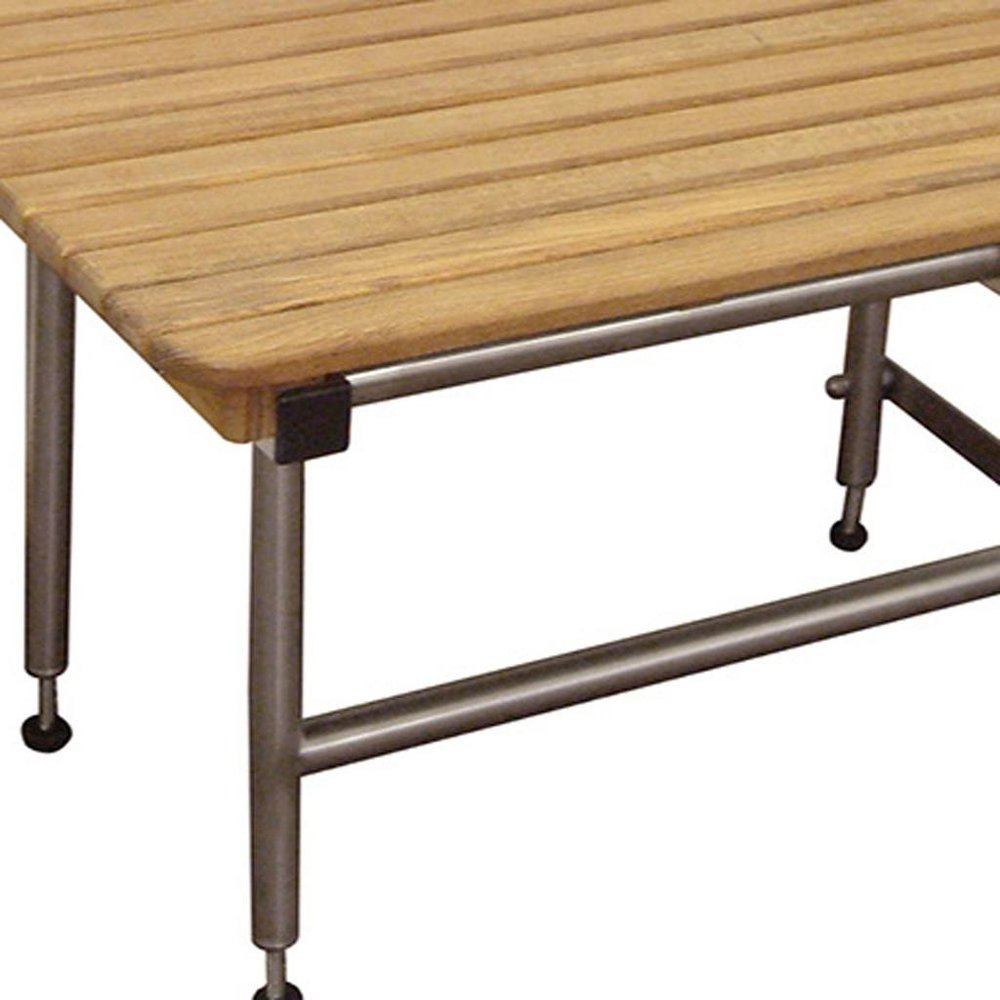 18" X 40" Brown Teak Rectangular Shower Bench