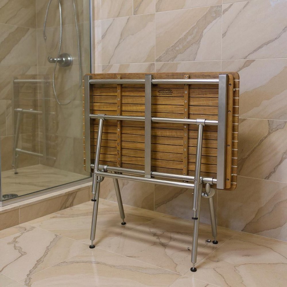 18" X 48" Brown Teak Rectangular Shower Bench