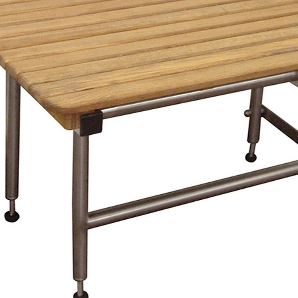 18" X 48" Brown Teak Rectangular Shower Bench