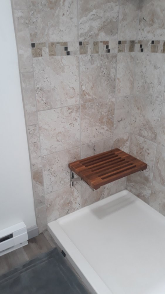 13" X 30" Brown Teak Wall Mount Rectangular Shower Bench