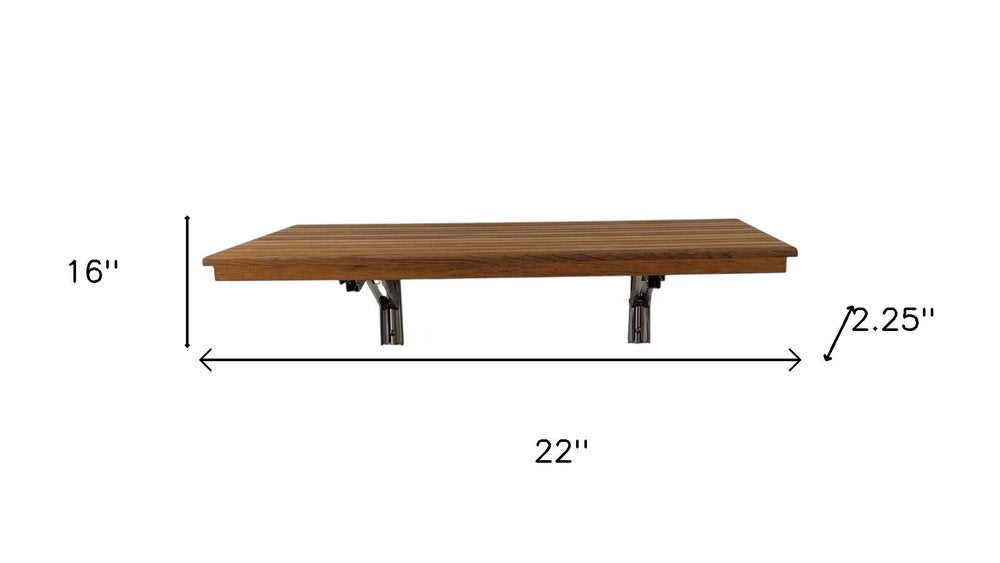 16" X 22" Brown Teak Wall Mount Rectangular Shower Bench