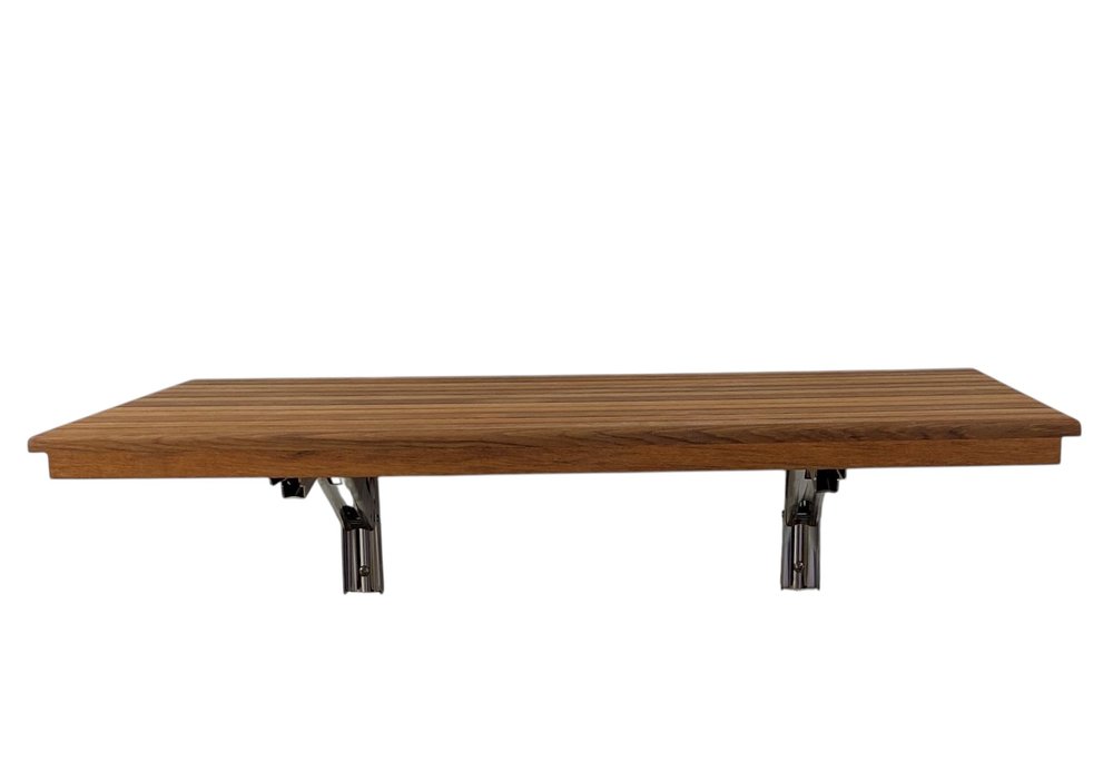 16" X 36" Brown Teak Wall Mount Rectangular Shower Bench