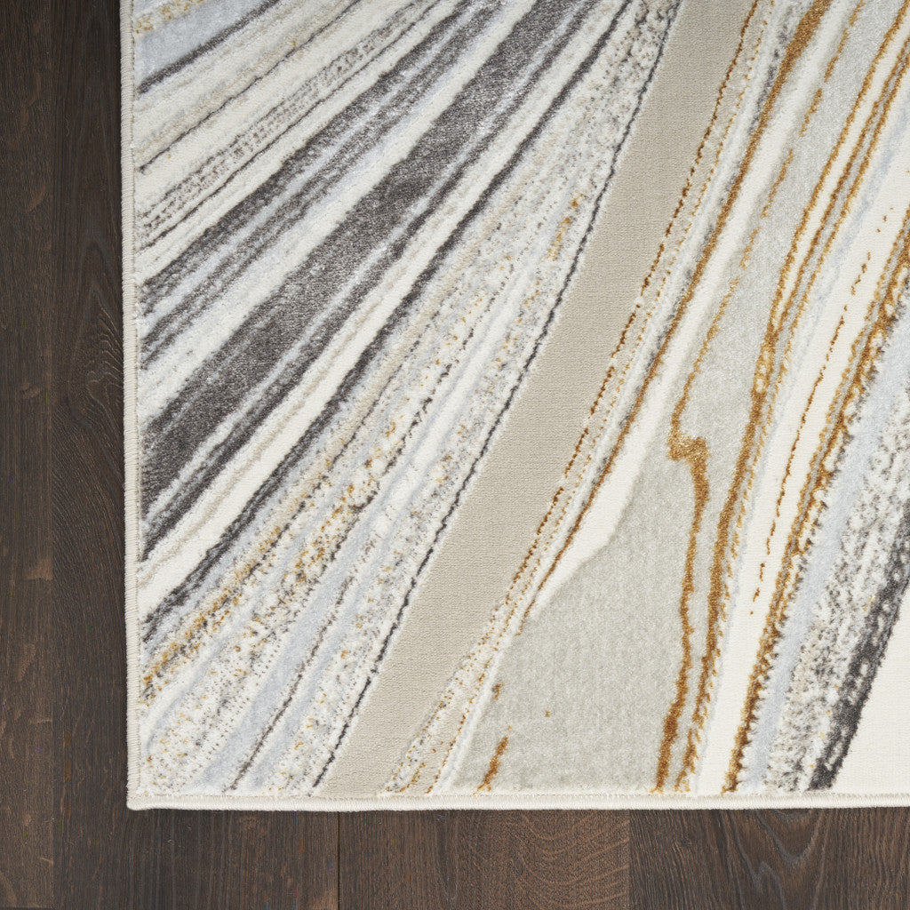 8' X 10' Ivory Gray and Brown Abstract Non Skid Area Rug