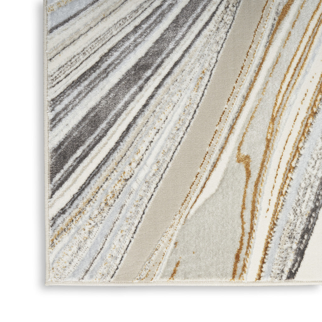 8' X 10' Ivory Gray and Brown Abstract Non Skid Area Rug