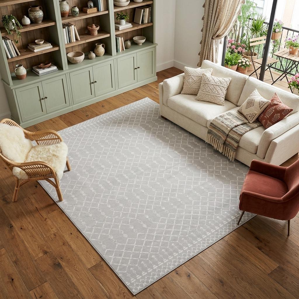 8' X 10' Gray and Ivory Moroccan Distressed Non Skid Area Rug