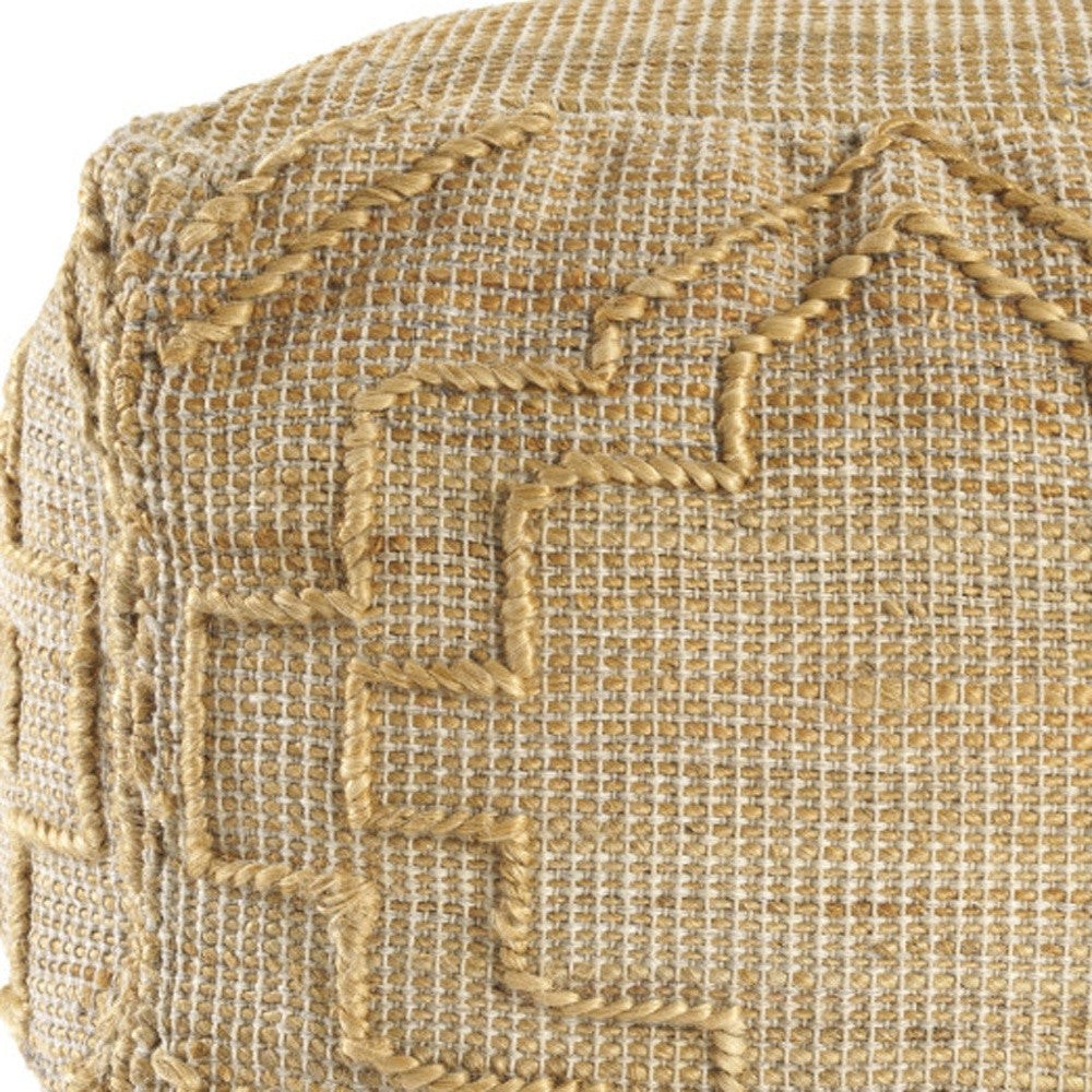 18" Natural Jute Blend Quatrefoil Cube Pouf Ottoman
