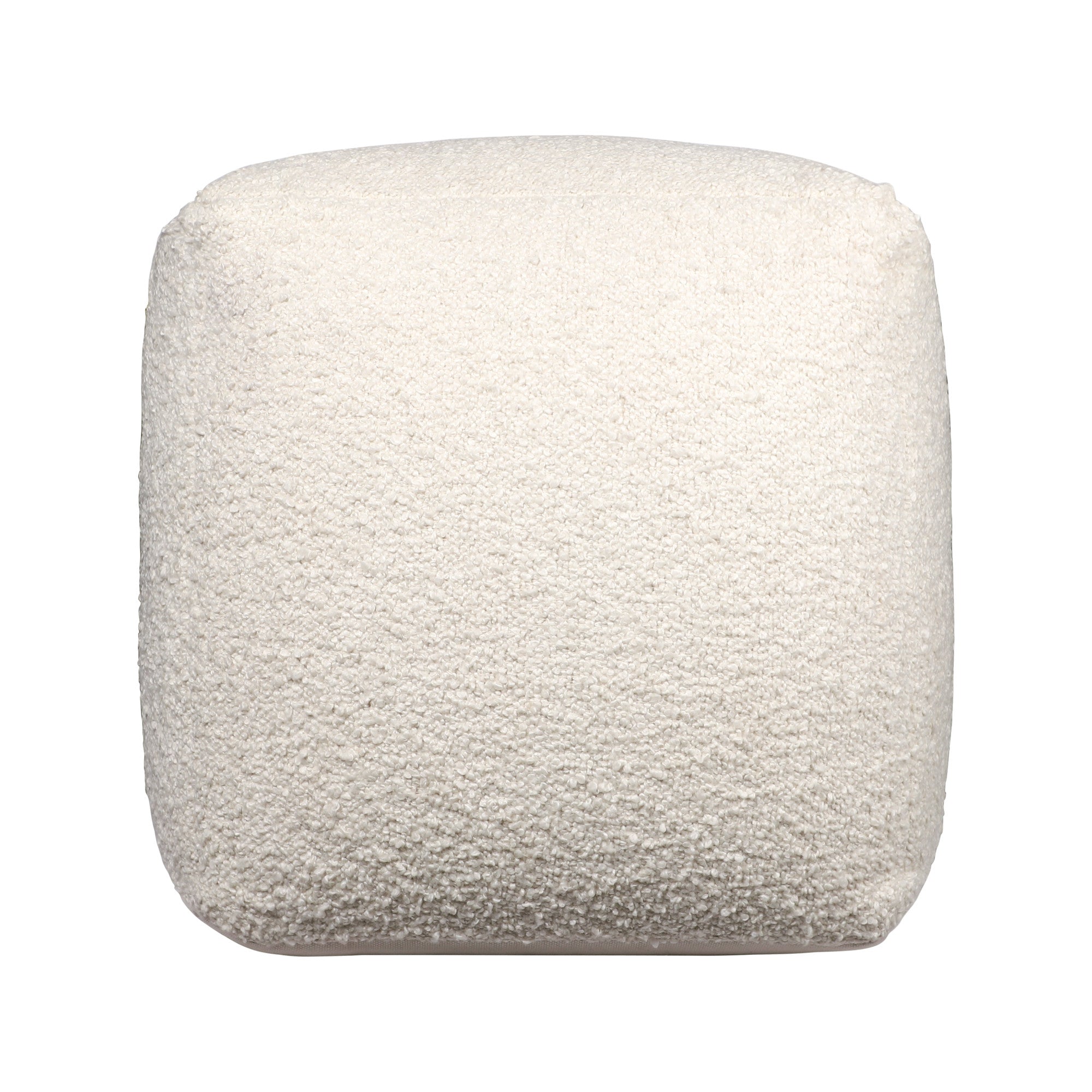18" Ivory Polyester Cube Outdoor Pouf Ottoman