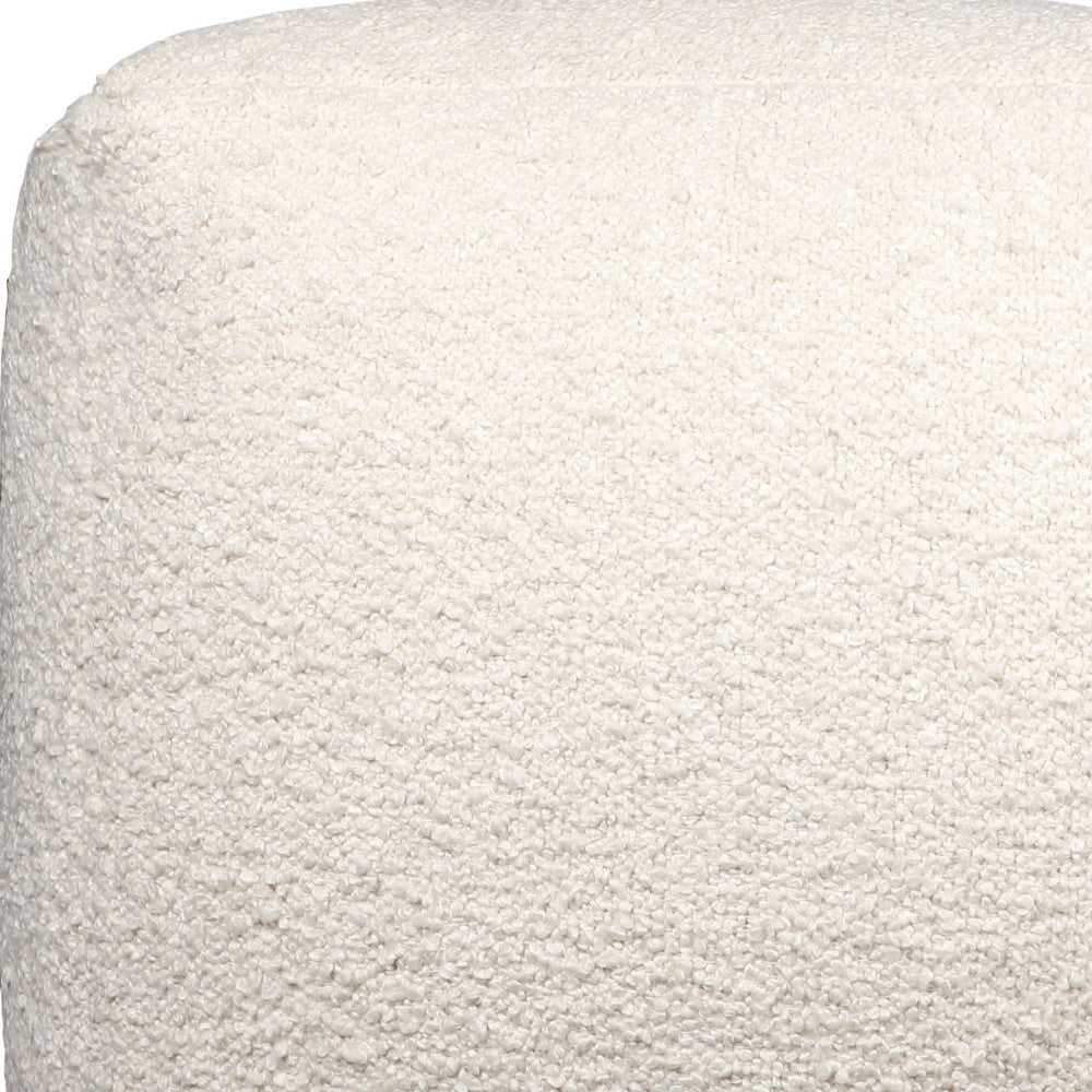 18" Ivory Polyester Cube Outdoor Pouf Ottoman