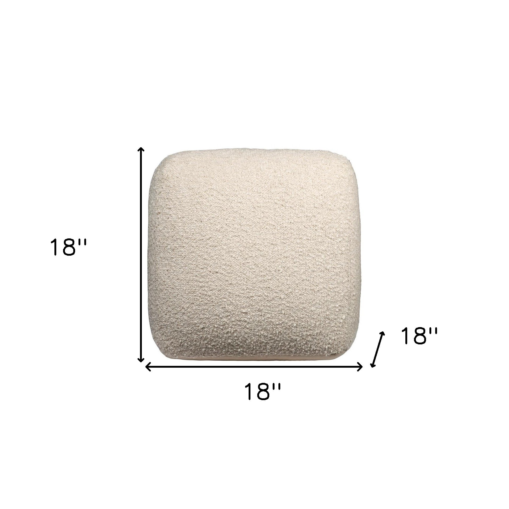 18" Beige Polyester Cube Outdoor Pouf Ottoman
