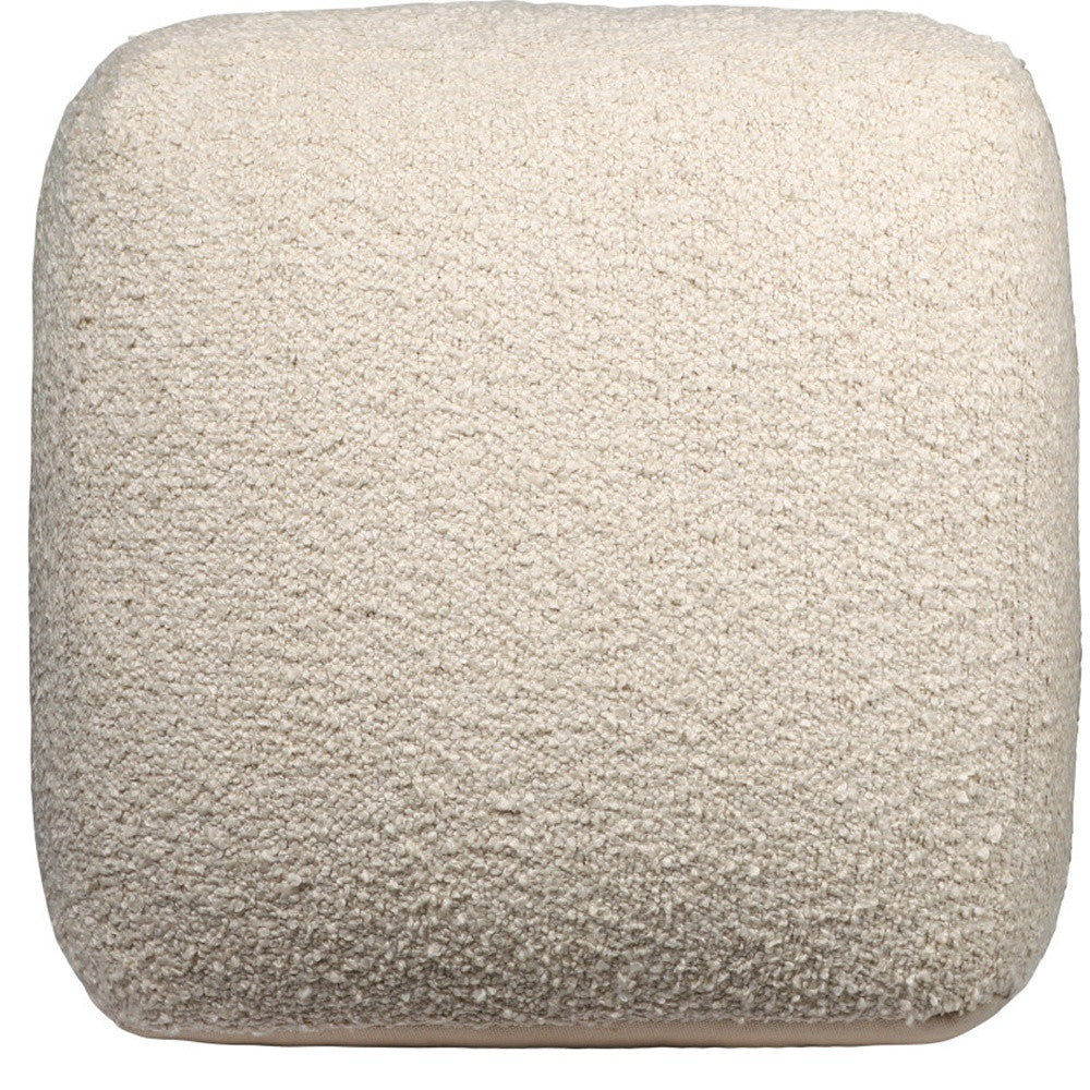 18" Beige Polyester Cube Outdoor Pouf Ottoman