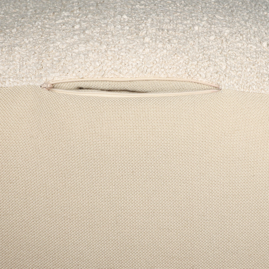 18" Beige Polyester Cube Outdoor Pouf Ottoman