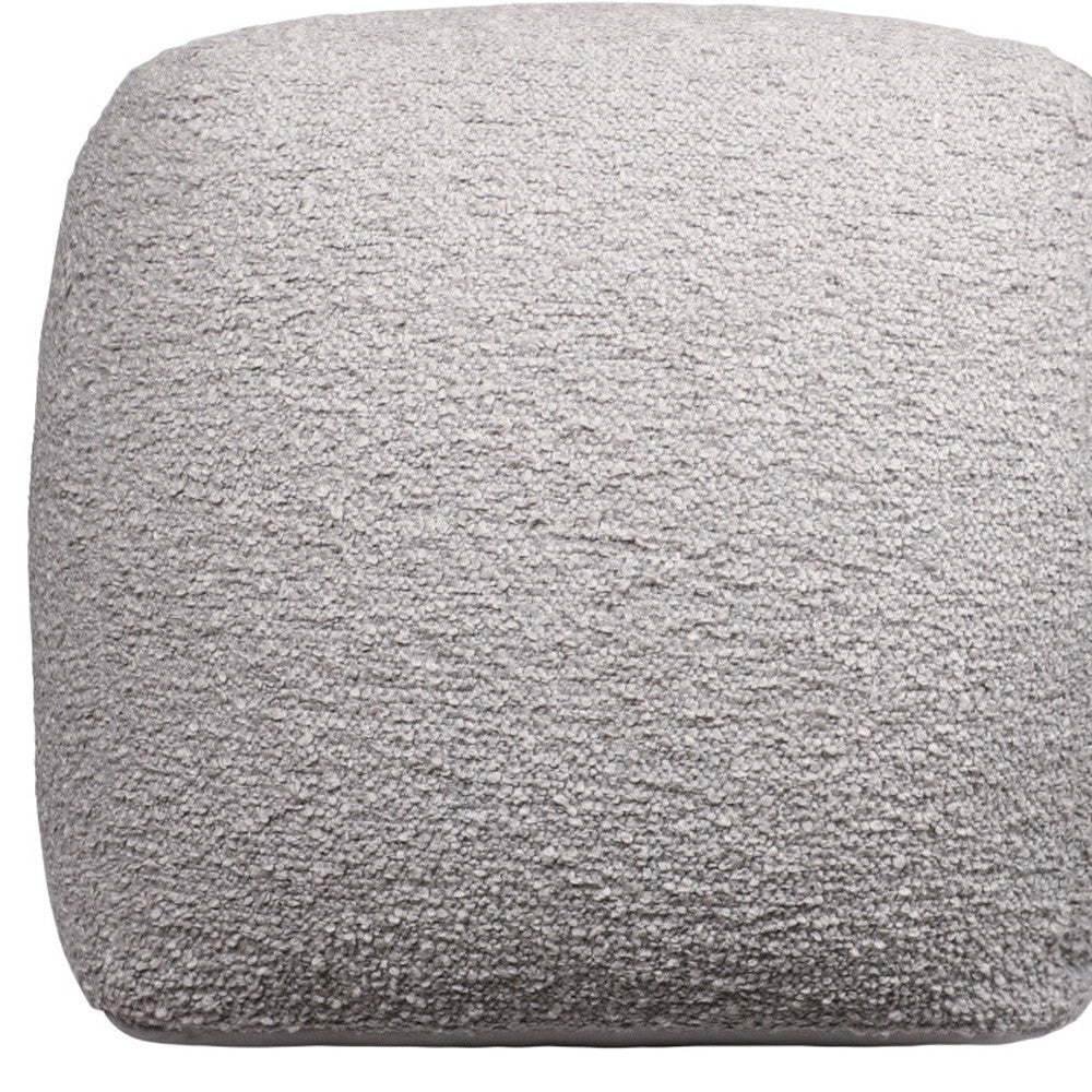 18" Gray Polyester Cube Outdoor Pouf Ottoman
