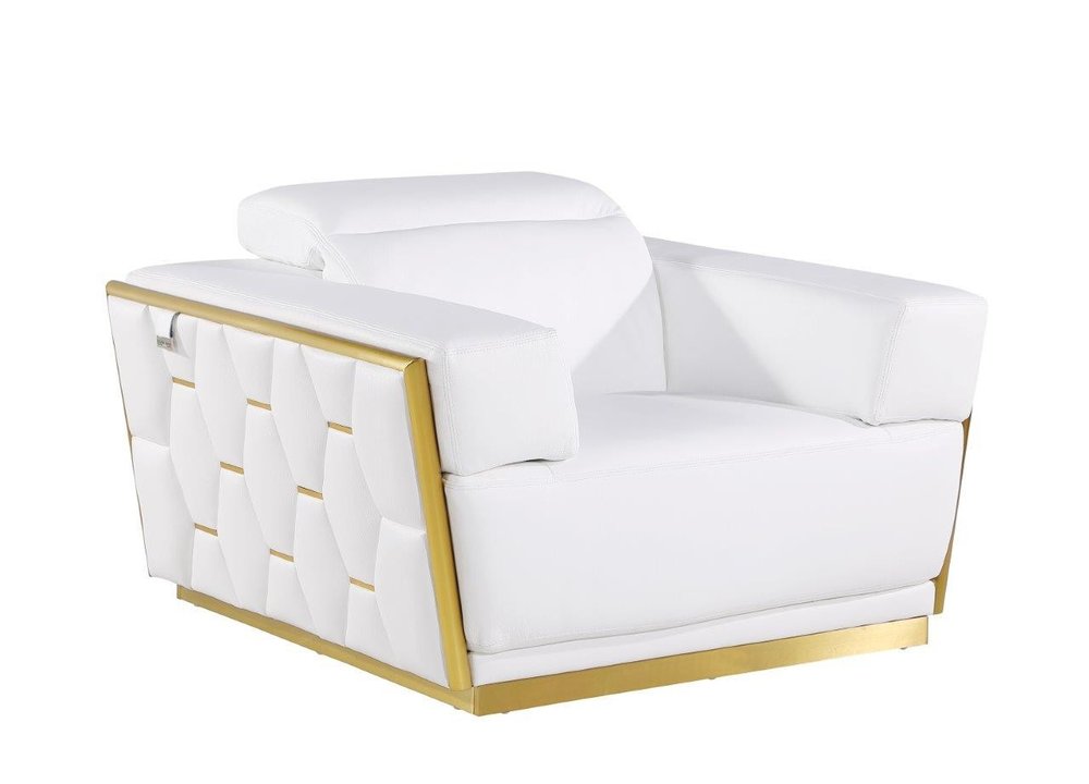 47" Beige and Gold Italian Leather Club Chair