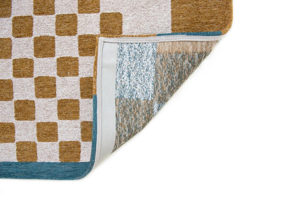 9' X 13' Blue And Brown Geometric Washable Area Rug
