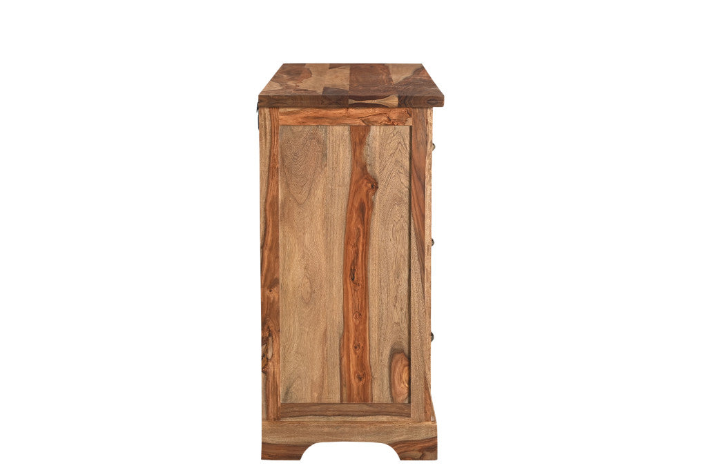 60" Brown Solid Wood Six Drawer Double Dresser