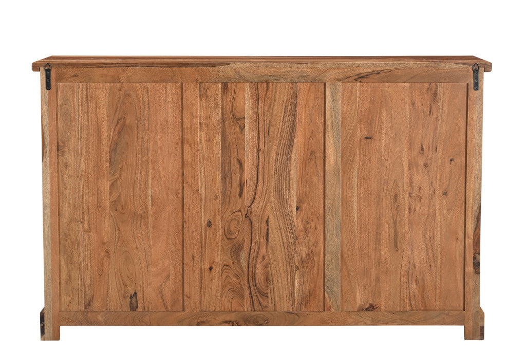 60" Brown Solid Wood Six Drawer Double Dresser