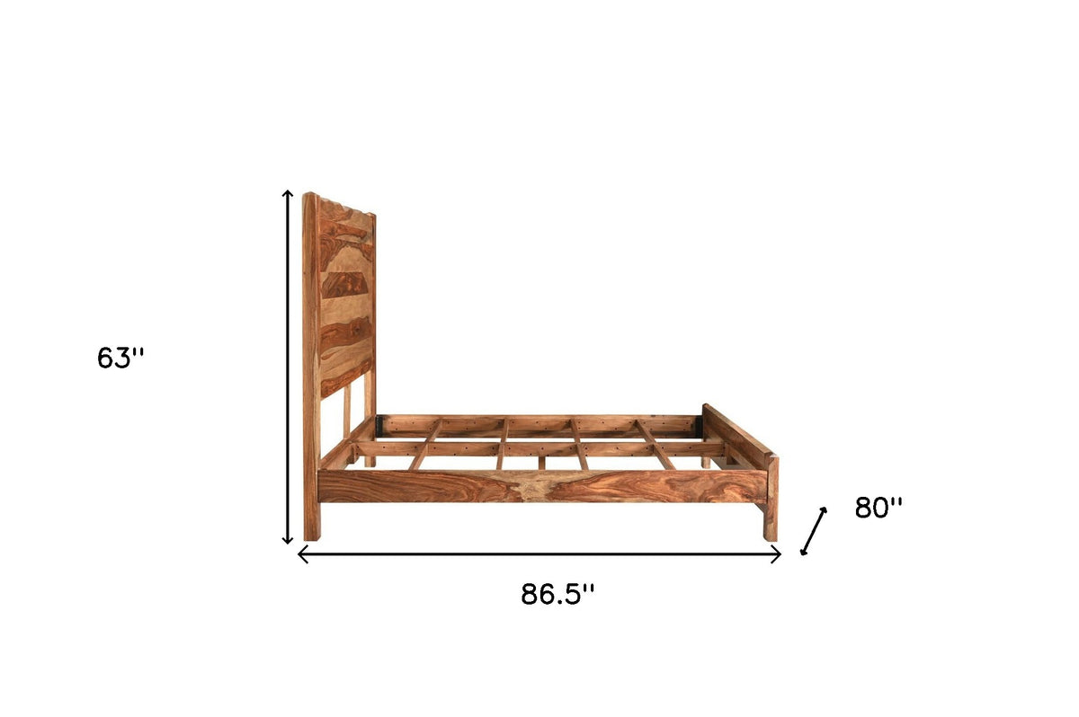 Brown Live Edge Solid Wood King Bed Frame
