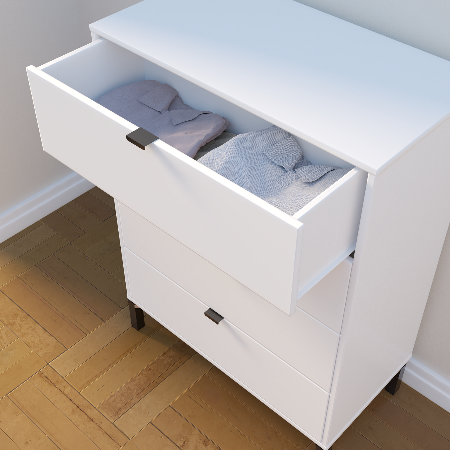 30" White Four Drawer Standard Chest