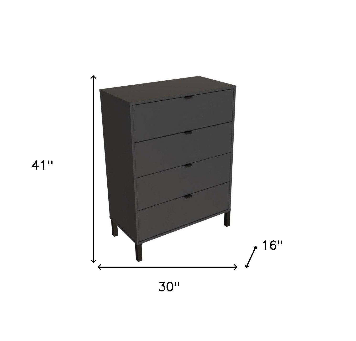 30" Dark Gray Four Drawer Standard Chest