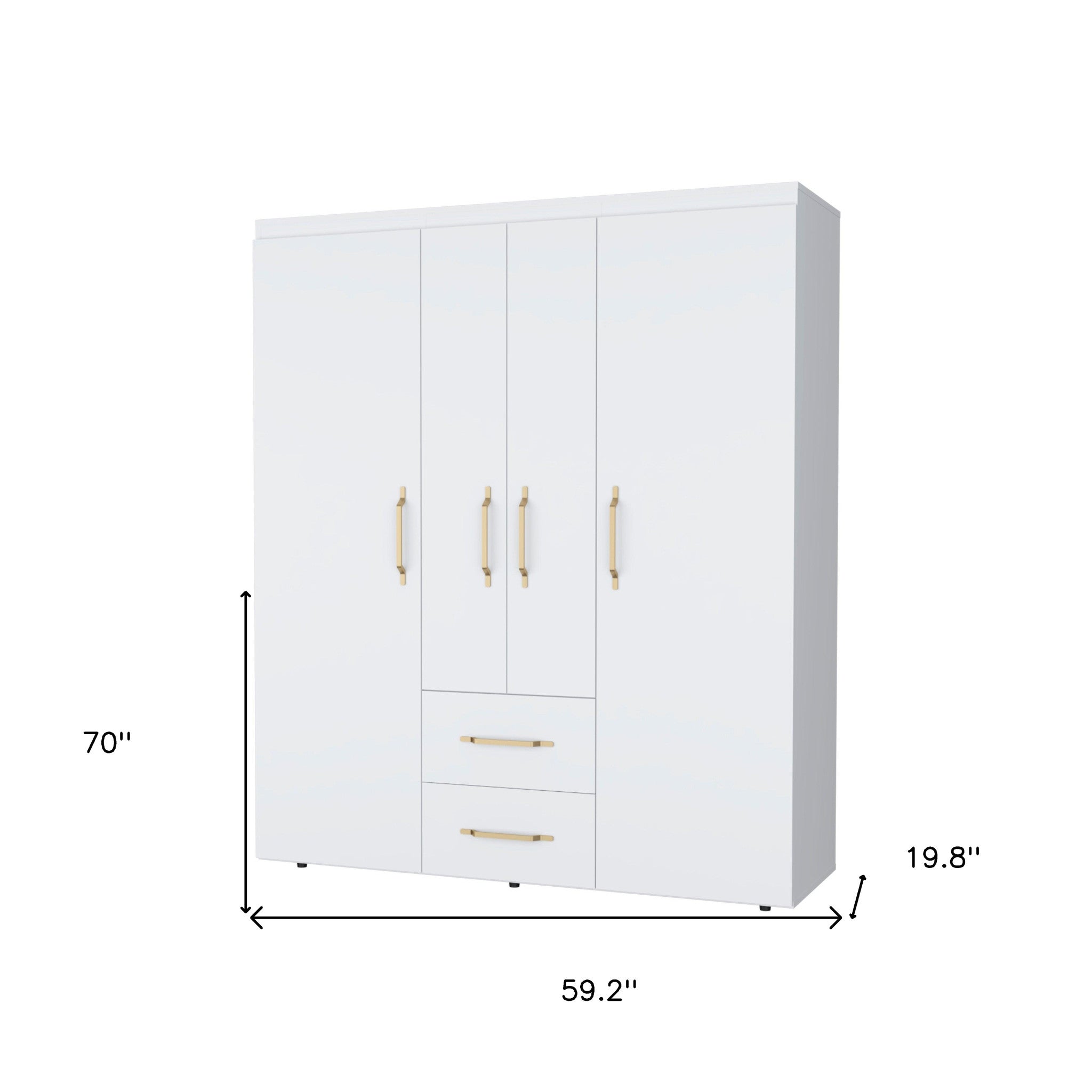 59" White Two Drawer Combo Dresser