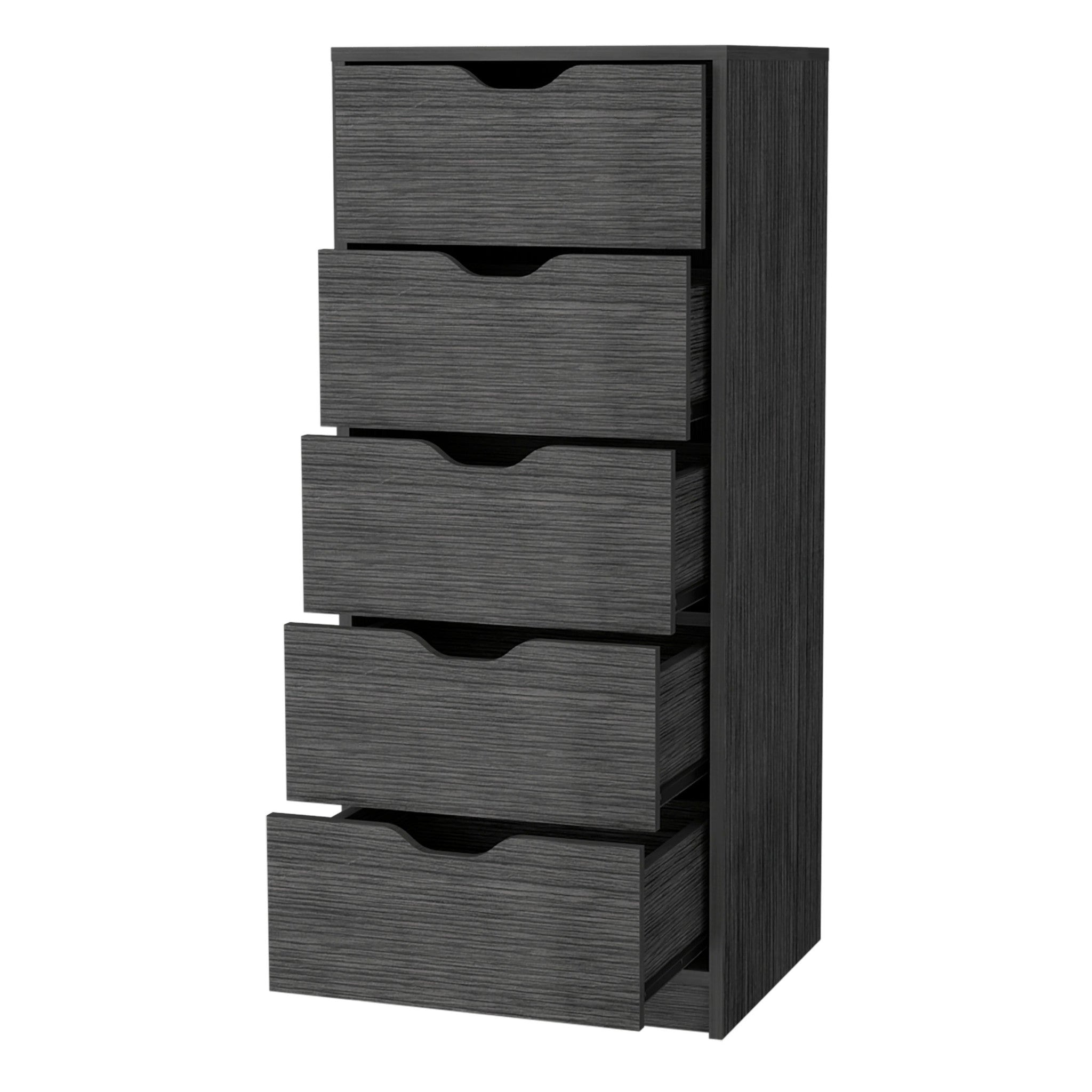 18" Gray Five Drawer Standard Chest