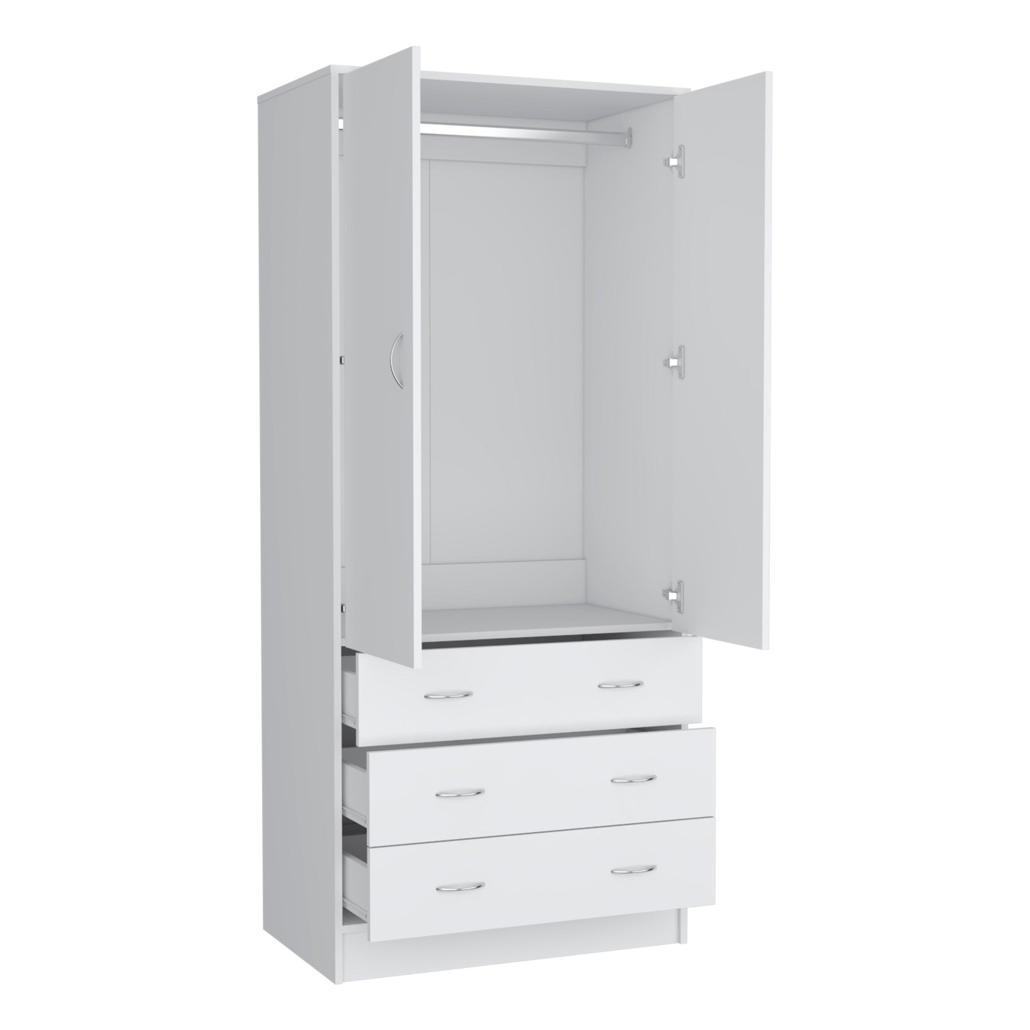 71" White Two Door Three Drawer Combo Dresser