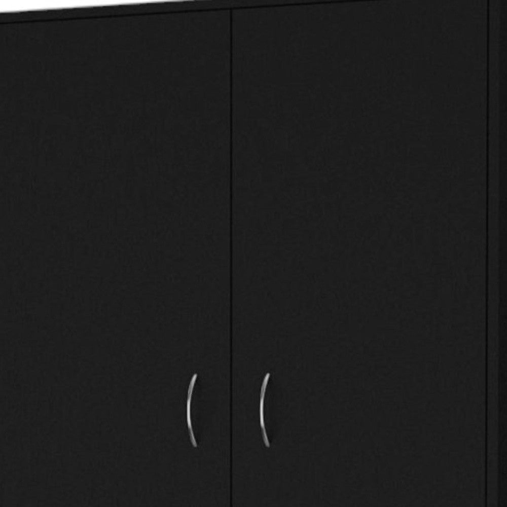 71" Black Two Door Three Drawer Combo Dresser